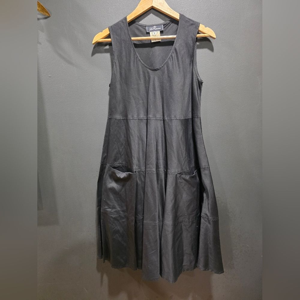 Les Copains Black Cotton Chore Pocket Sleeveless Tank Dress Size 42